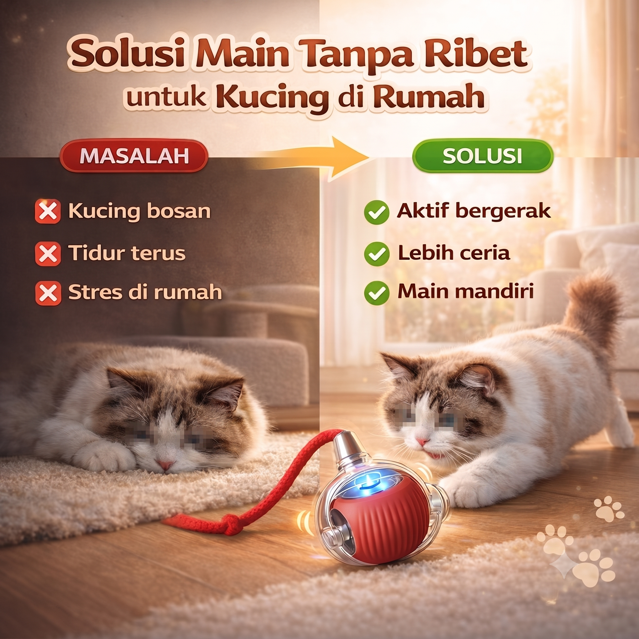 Perbandingan Kucing Bosan dan Aktif